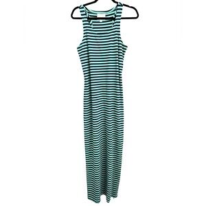 STS Sail to Sable Teal Navy Striped Maxi Tank Dress Scoop Neck Sleeveless Sz XS‎